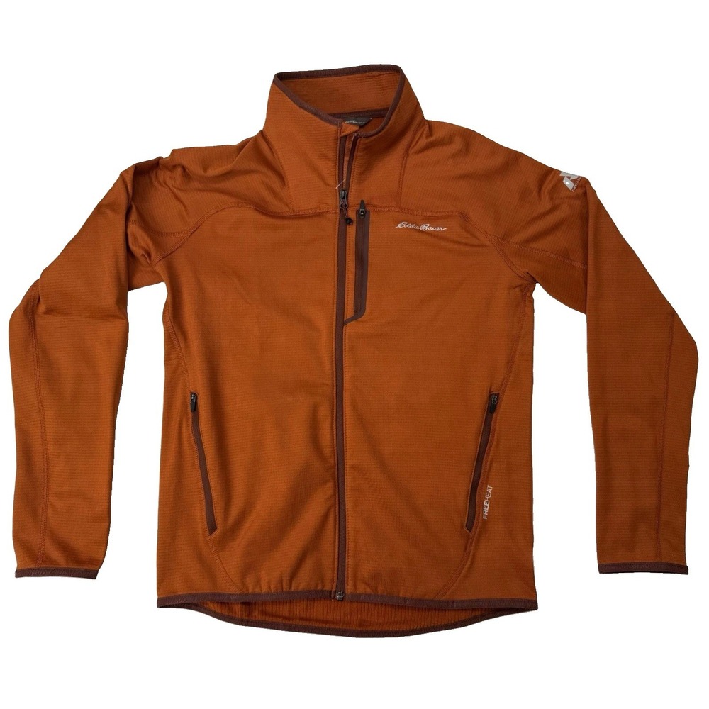 Eddie Bauer Full Zip Mens Orange First Ascent Free Heat Polyester Blend Small